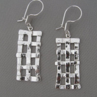 open fused silver earrings