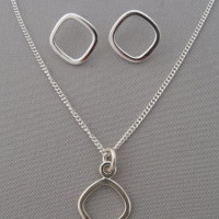 open square earrings and pendant