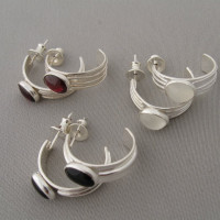 hoop with cabochon earrings