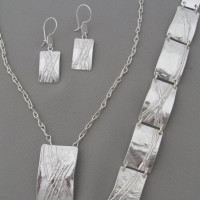 square link earrings, pendant and bracelet square link earrings, pendant and bracelet